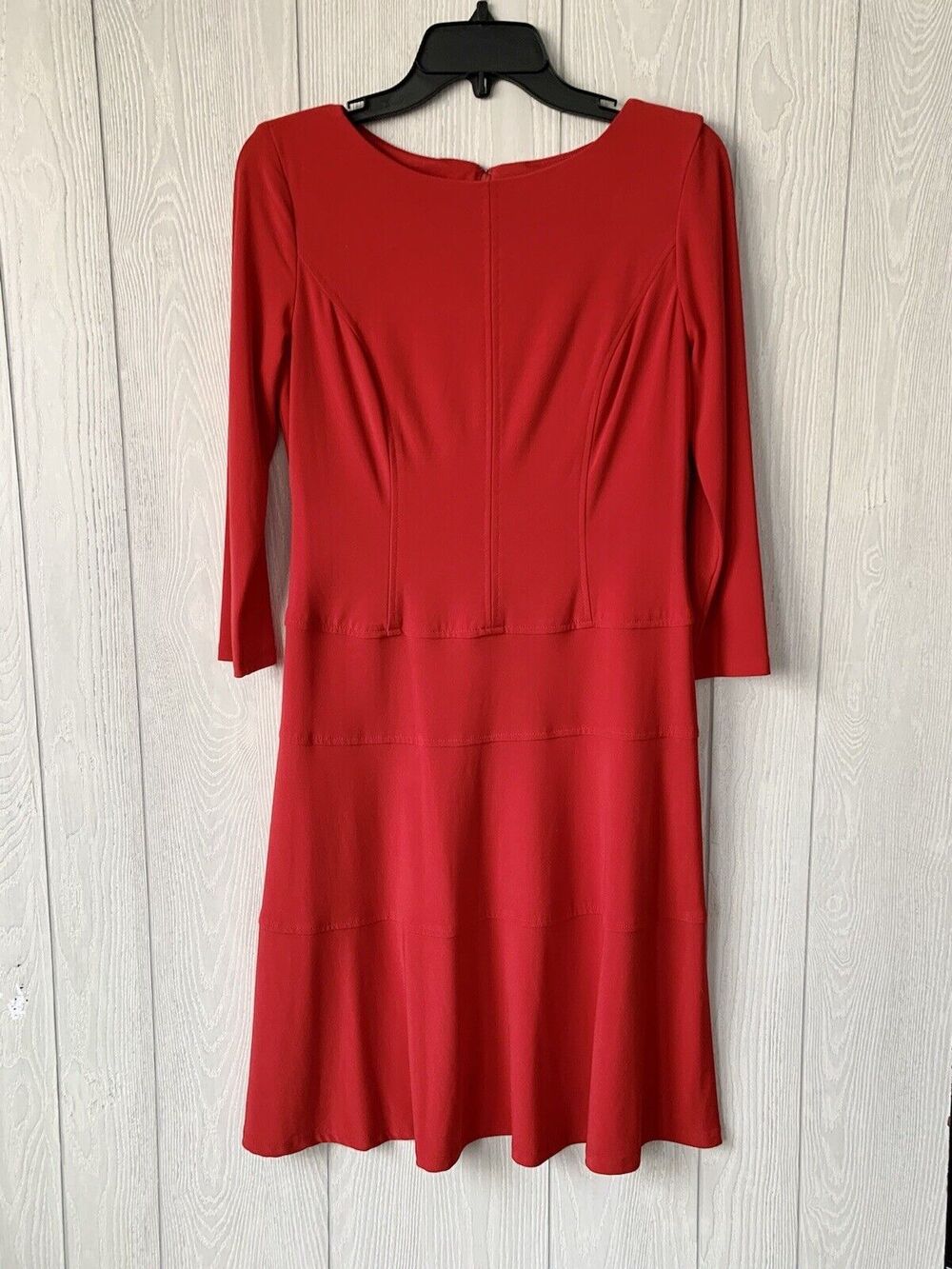 Jones Studio Red Dress 3/4 Sleeve Size 4